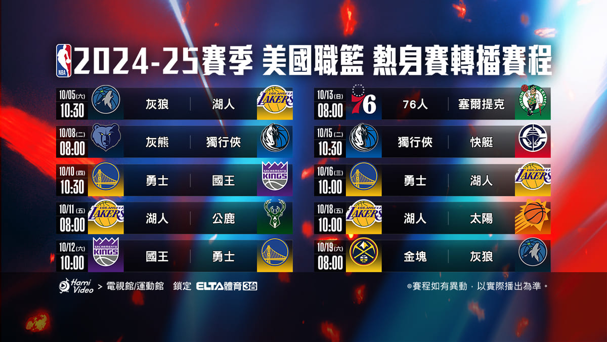 LIVE NBA 灰狼 VS 湖人 10/5 熱身賽(普)